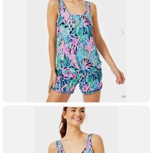 XXL LILLY PULITZER XL PJ Knit Ruffle TANK TOP High Tide Navy Pajama NIP NWT